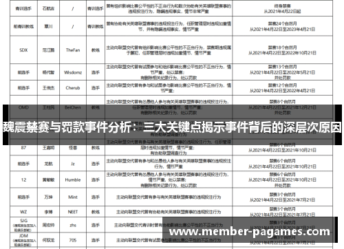 魏震禁赛与罚款事件分析：三大关键点揭示事件背后的深层次原因